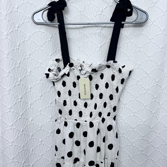 Monteau Black and White Polka Dot Midi Dress - Picture 6 of 9